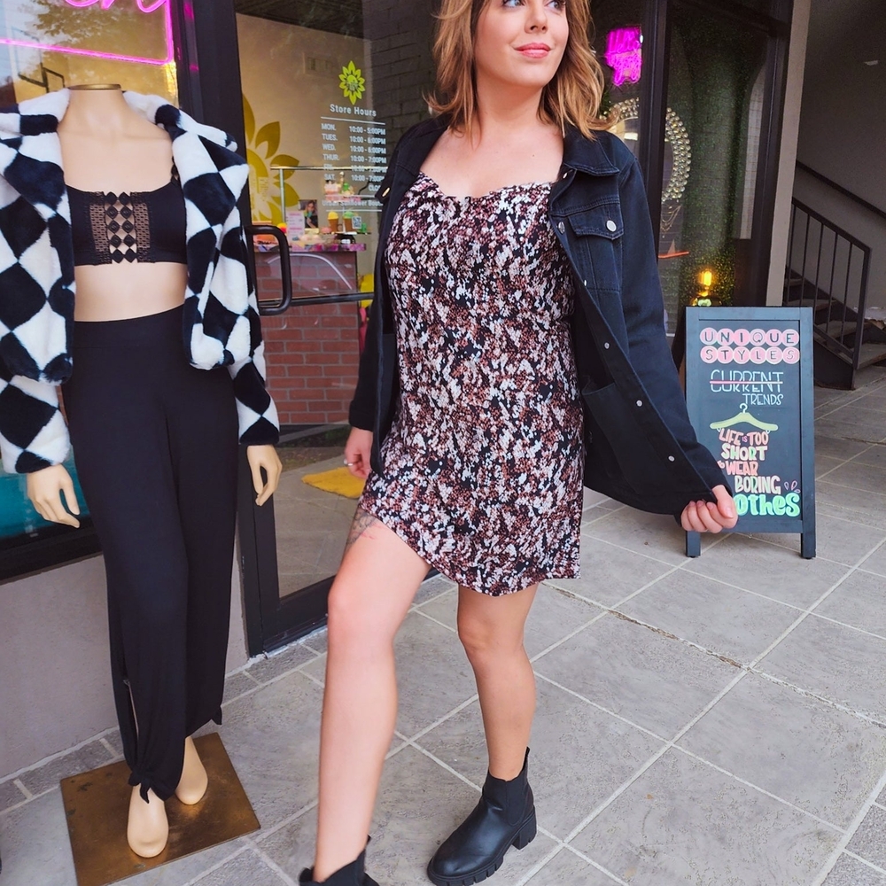 Black Snake Print Dress